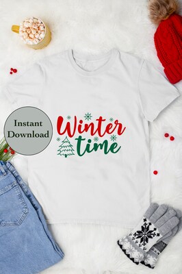 Christmas Decor SVG PNG DXF EPS JPG Digital File Download, Winter Time Design For Cricut, Silhouette, Sublimation - image1